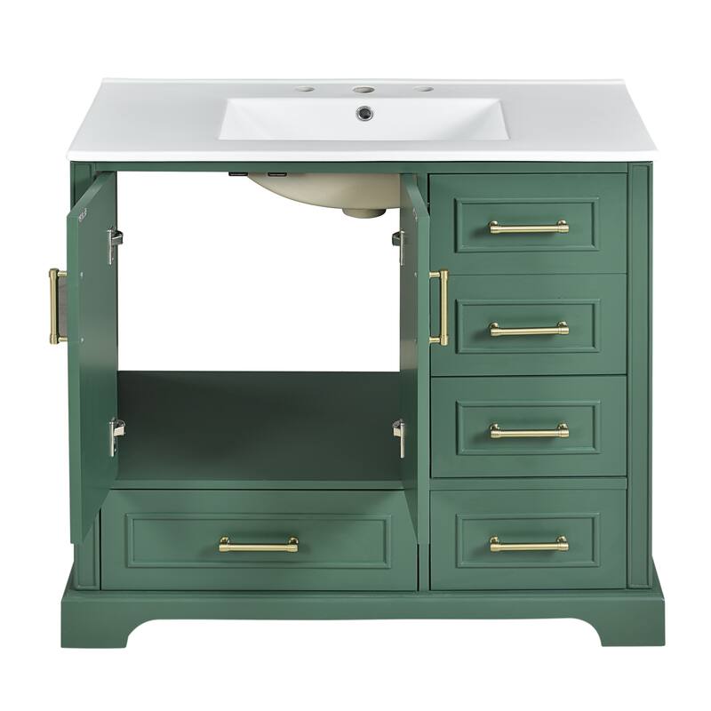 36" Traditional Bathroom Vanity with Ceramics Sink