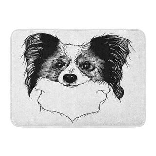 Adorable Portrait Of Papillon Doggy Dog And Tattoo In Black Doormat Floor Rug Bath Mat 23 6x15 7 Inch Multi Overstock 31775914