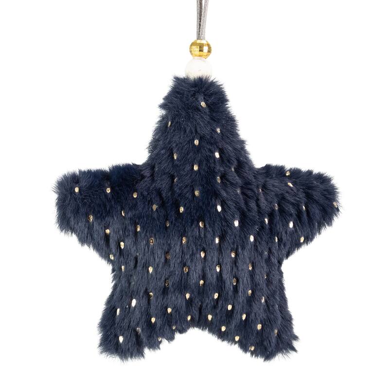 Plush Star Christmas Ornament - 5.5" - Blue and Gold