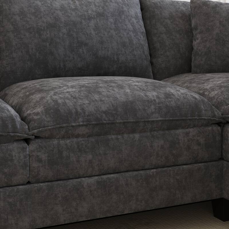 GDFStudio - Chenille L-Shaped 97" 5-Seater Sectional Sofa with Armrest Storage