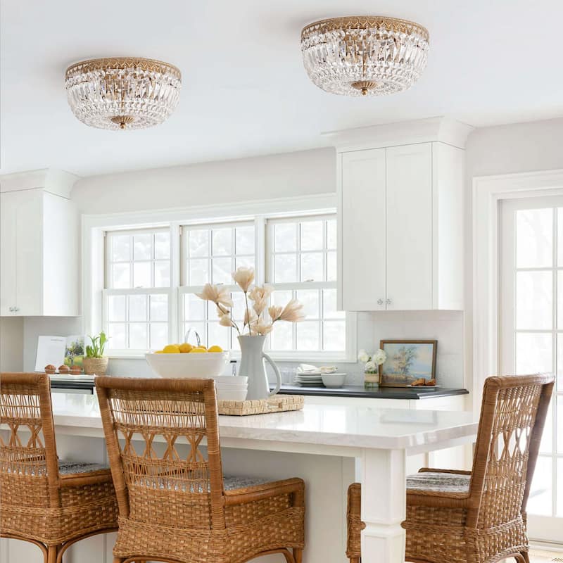 Silver Orchid 14-inch Crystal Flush Mount Chandelier