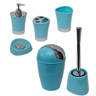 SHINY Collection Bath Accessory Set-6 Pieces Aqua Blue