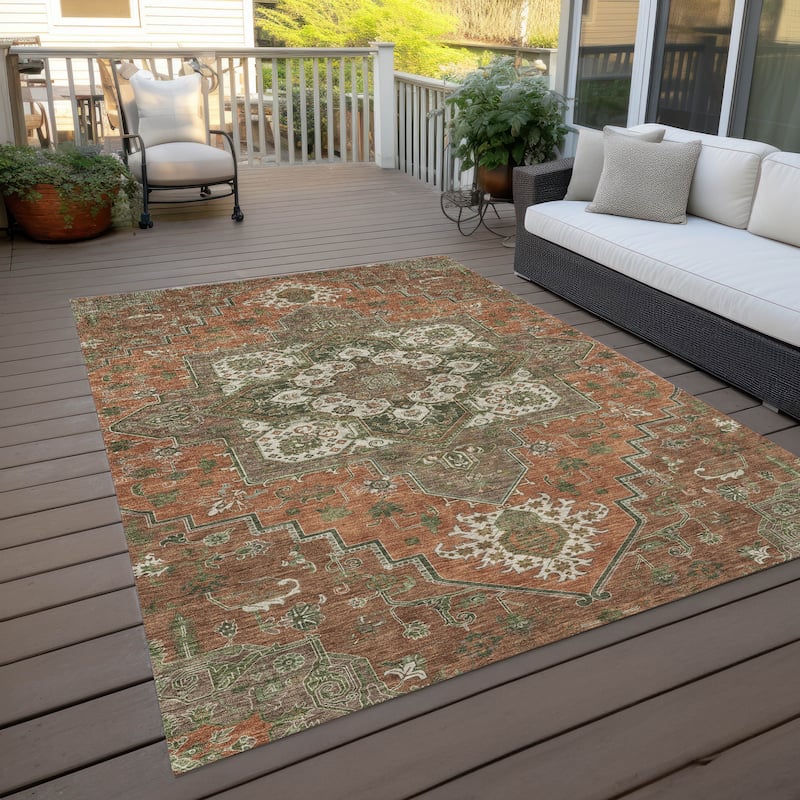Machine Washable Indoor/ Outdoor Persian Traditional Chantille Rug