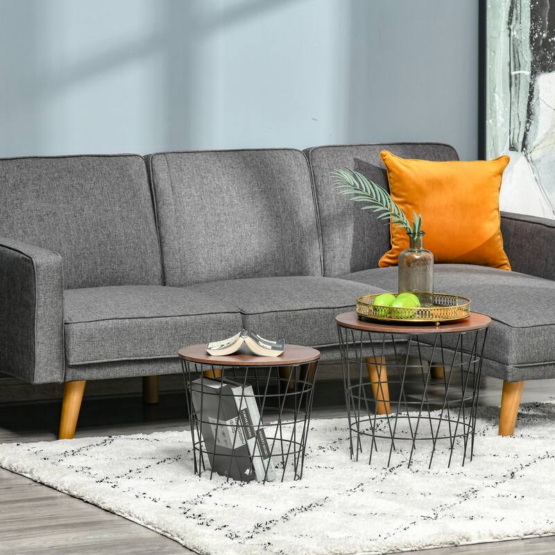 Set of 2 Nesting Side Tables with MDF Top and Steel Frame Ideal for Living Room or Bedroom