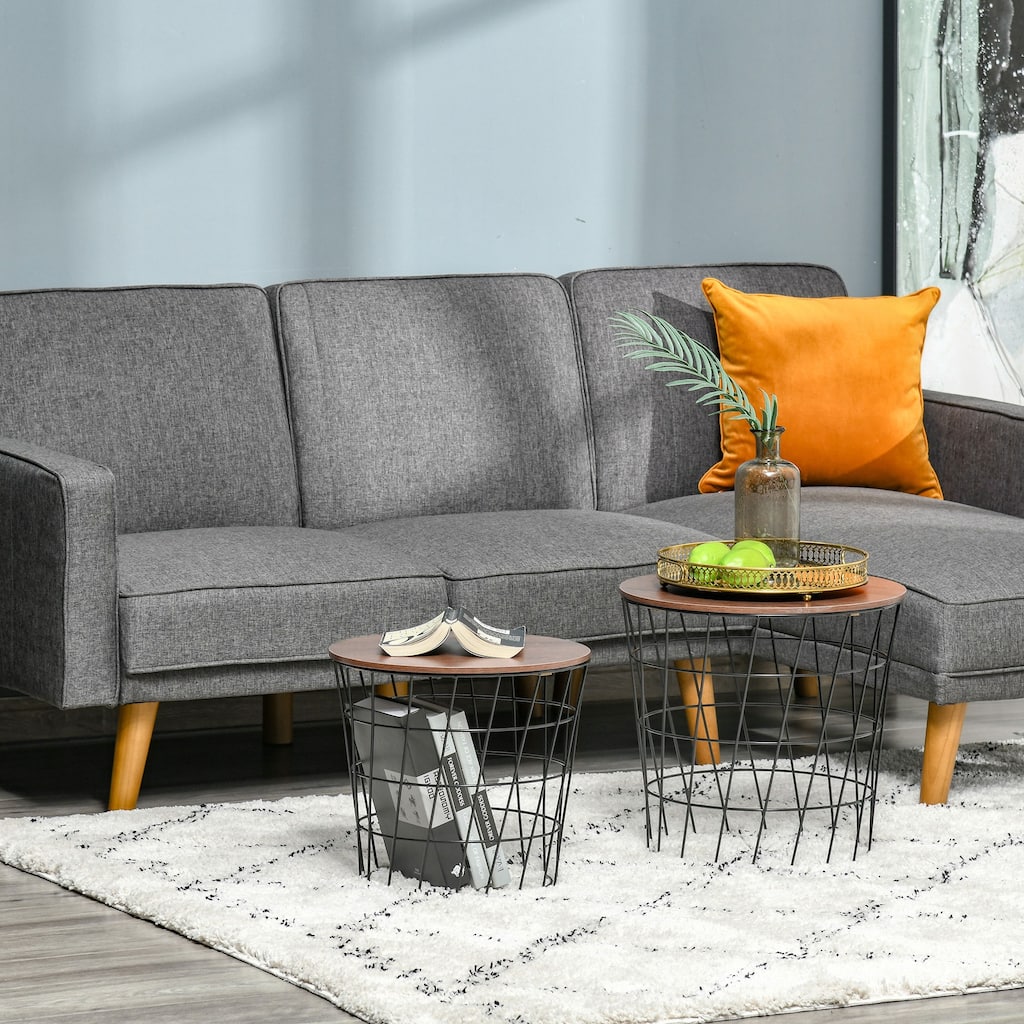 Set of 2 Nesting Side Tables with MDF Top and Steel Frame Ideal for Living Room or Bedroom