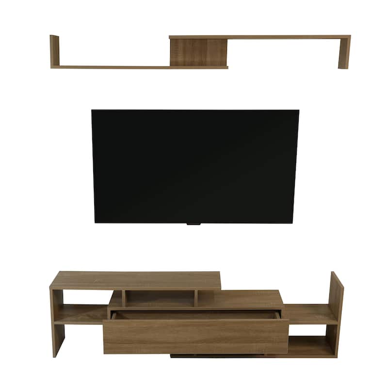 Surrey 60.2'' 2 Pc 1-Drawer Floating TV Stand Media Console with Open Shelves