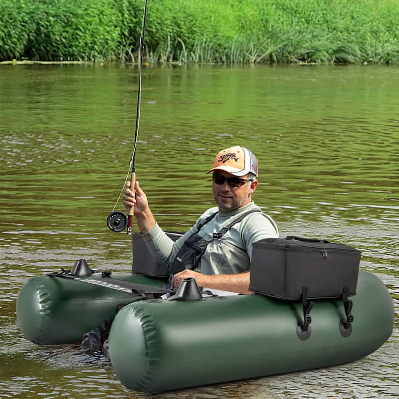 Costway Inflatable Fishing Float Tube with Fish Ruler Angling Base 2 - Camouflage - See Details
