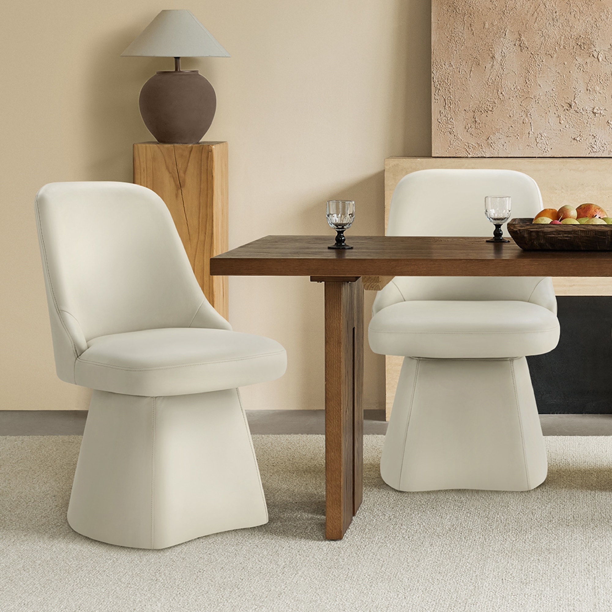 Spruce & Spring Anna Modern Upholstered Swivel Armless Dining Chair