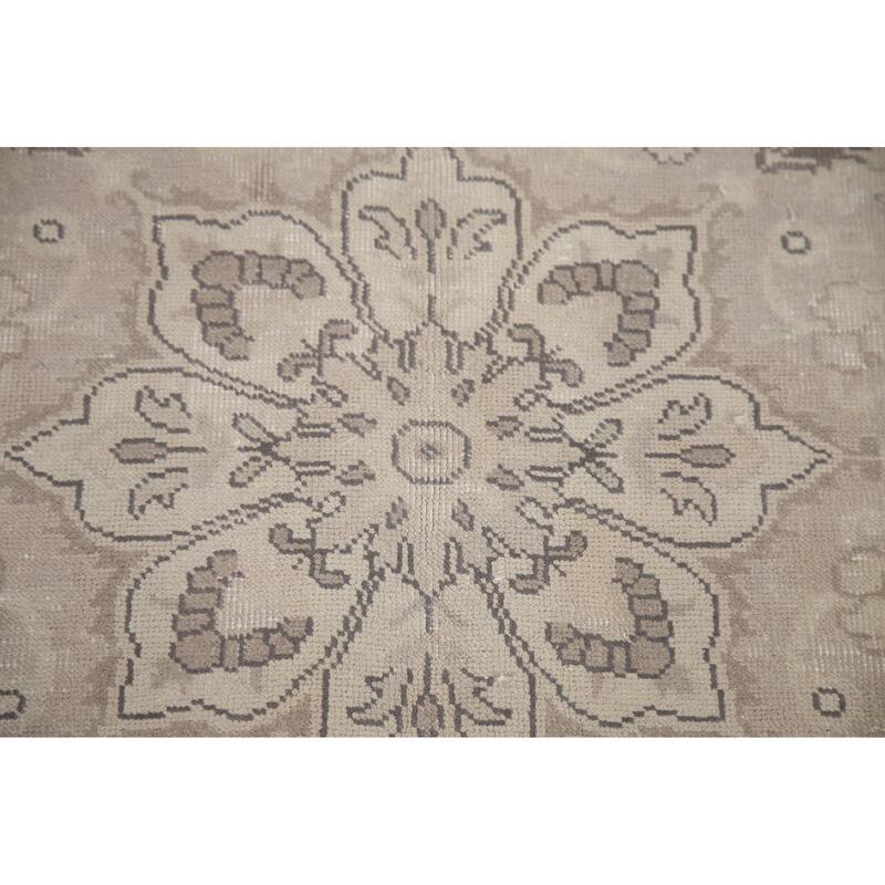 Hand Knotted Oriental 100% Wool Carpet Traditional Floral Beige & Ivories Tabriz Area Rug - 13' 2'' X 9' 10''