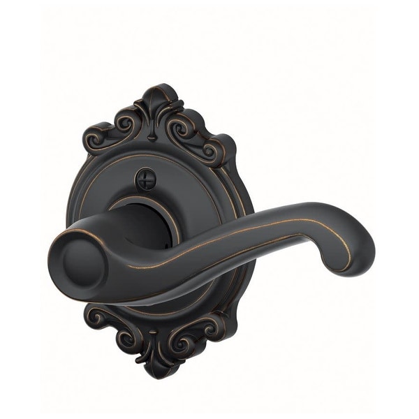 Schlage F170-FLA-BRK-RH Flair Right Handed Non-Turning One-Sided Dummy Door Lever with Decorative Brookshire Trim