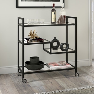 Lovett 33" Wide Rectangular Bar Cart with Glass Shelves