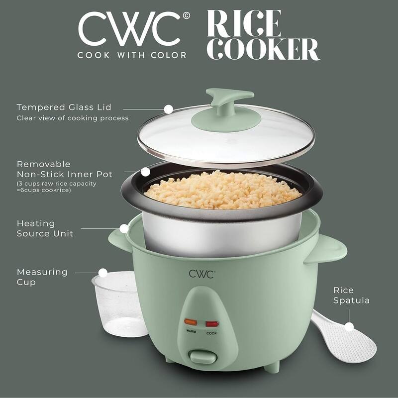 COOK WITH COLOR 6 Cup Rice Cooker 300W - Effortless Cooking