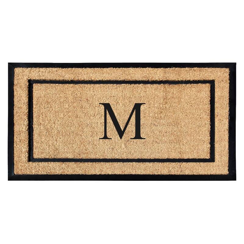 A1HC Natural Coir Monogrammed Door Mat for Front Door, Durable Large Outdoor Rug, Heavy Duty Welcome Doormat - 24" X 48"