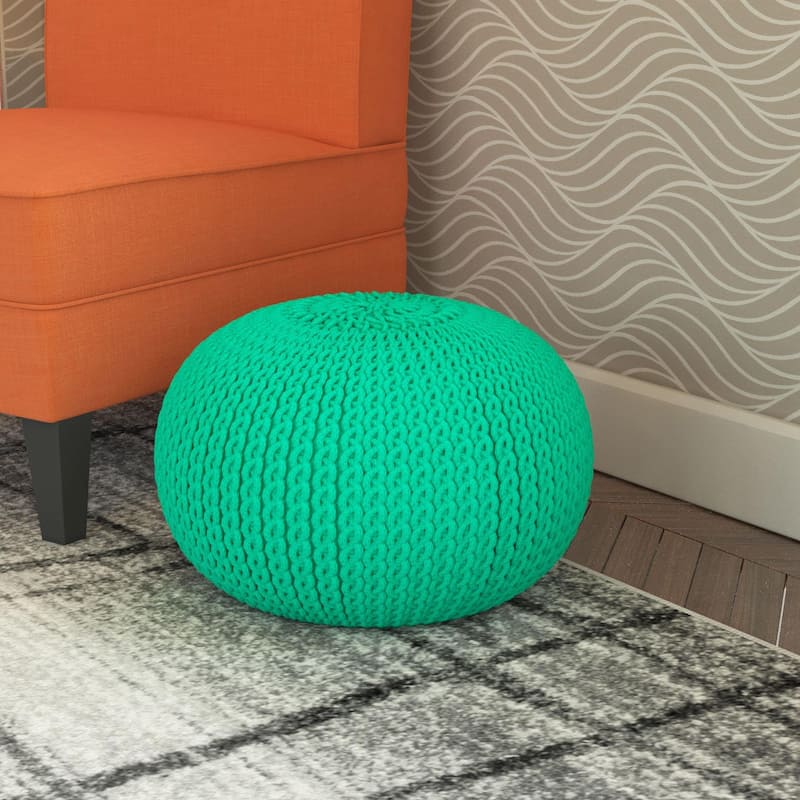 The Curated Nomad Baristo Round Cotton 20-inch Pouf