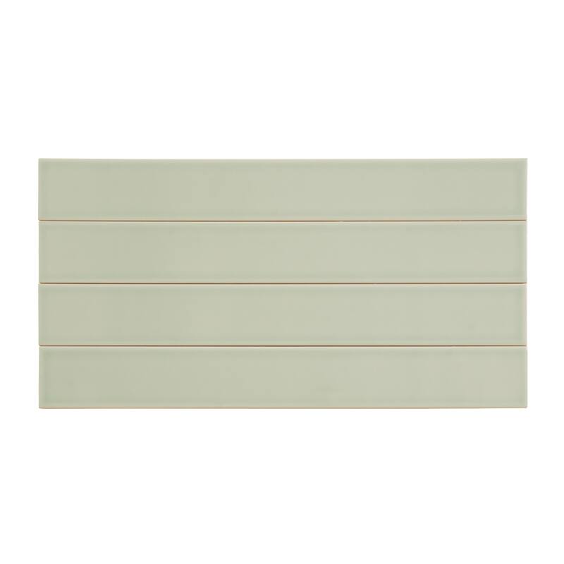Apollo tile 2" x 16" Horizonte Glossy Soft Mint Green Ceramic Tile (10.76 sq ft/case) - 50 Pack