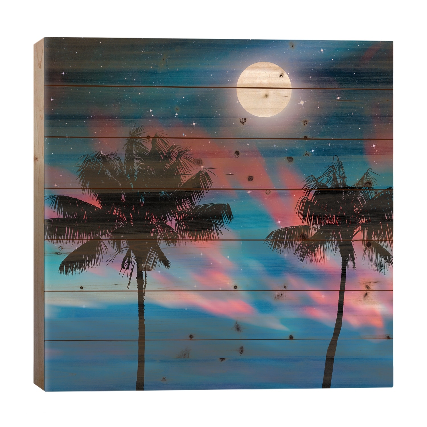Island Night Print On Wood by Manjik Pictures - Multi-Color