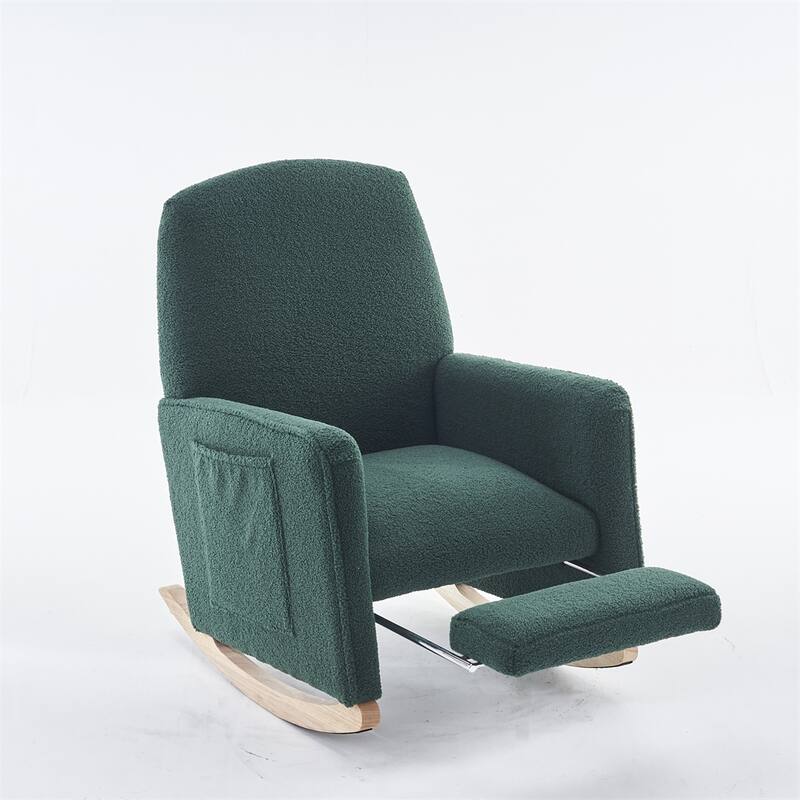 Teddy Fabric Rocking Chair With Adjustable Footrest