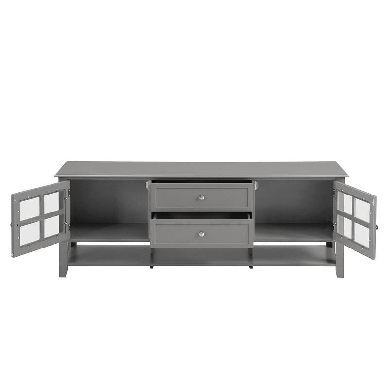Roomfitters TV Stand for 60" TVs, Media Console with Storage Compartments, Modern Entertainment Center for Living Room, Grey