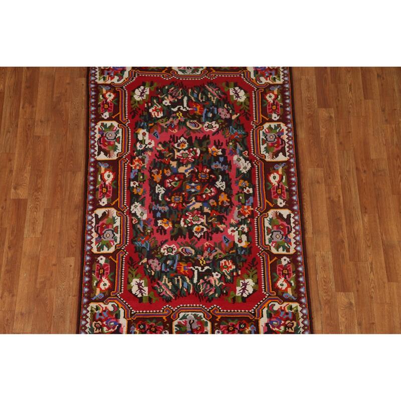 Hand Knotted Oriental 100% Wool Carpet Traditional Floral Pink Bakhtiari Area Rug - 5' 3'' X 3' 7''