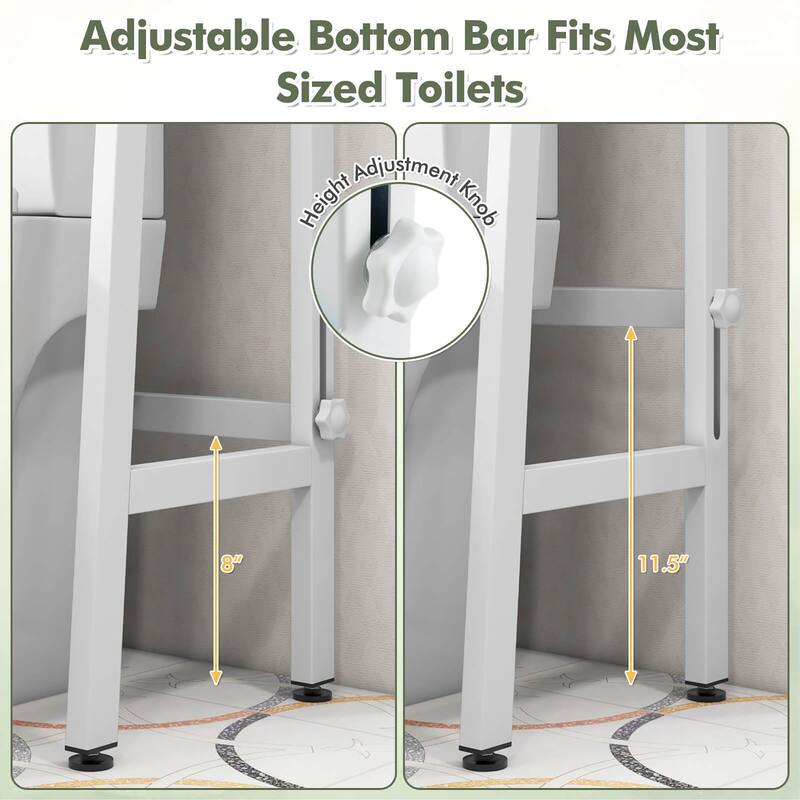 Gymax 3-Tier Over The Toilet Storage Shelf w/ Adjustable Adjustable