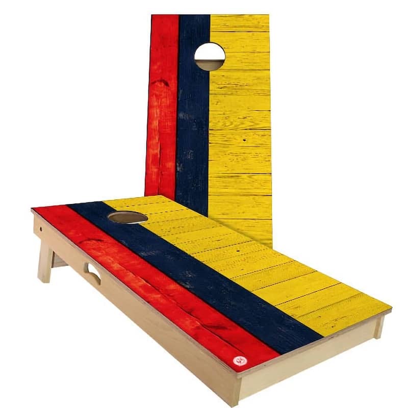 Columbia Flag Outdoor Cornhole Board Set - Backyard 2x4 - Include Case + Hole Lights