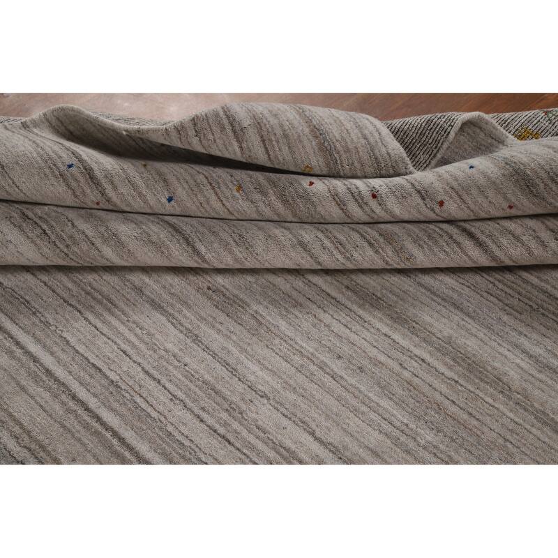 Striped Gabbeh Oriental Area Rug Handmade Wool Carpet - 7'9" x 9'8"