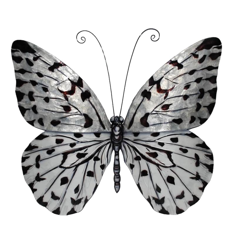 Eangee Handmade Butterfly Capiz Shell Wall Decor Black And White Large, 22 x 2 x 18 in.