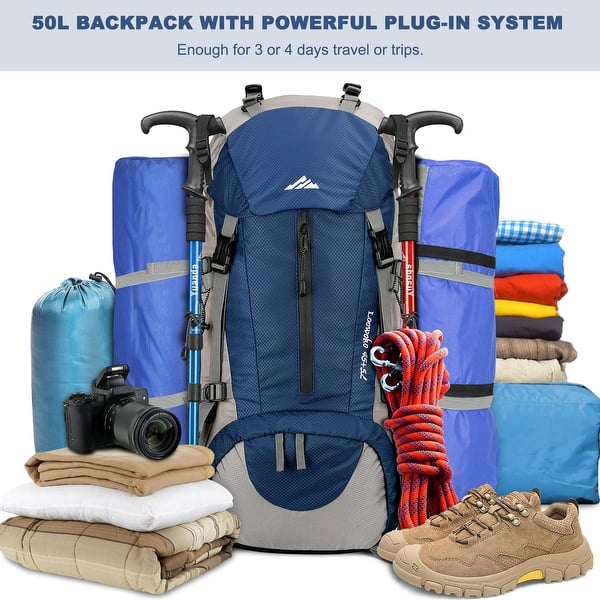 50L Hiking Backpack, Waterproof Camping Essentials Bag with Rain Cover, 45+5 Liter Lightweight Backpacking Back Pack - Bed Bath & Beyond - 40365645 50L Hiking Backpack, Waterproof Camping Essentials Bag with Rain Cover, 45+5 Liter Lightweight Backpacking Back Pack - Bed Bath & Beyond - 40365645