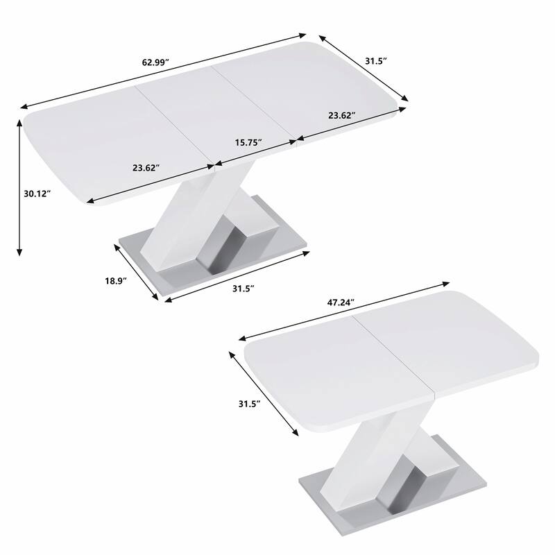Modern Square Dining Table with Stretchable Design