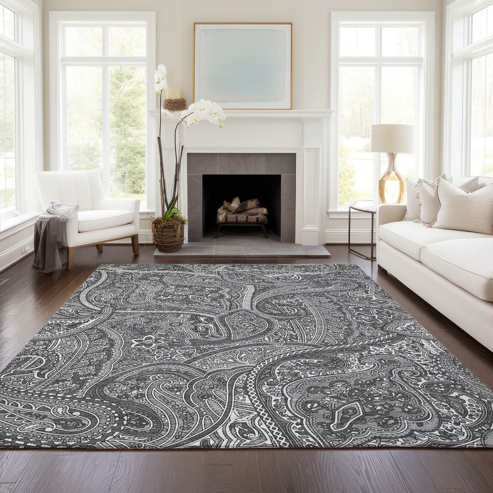 Machine Washable Indoor/ Outdoor Chantille Traditional Paisley Rug