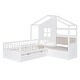 preview thumbnail 4 of 9, Modern Twin Size Wooden House Platform Bed with Trundle Bed, Triangular Roof Sleeper Daybed with 2 Drawers & Storage Shelf,White