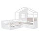preview thumbnail 4 of 17, Twin Size Platform Bed with Linen Upholstered Sofa, Semi-enclosed House Bed Frame with Drawers and Storage Shelf for Kids