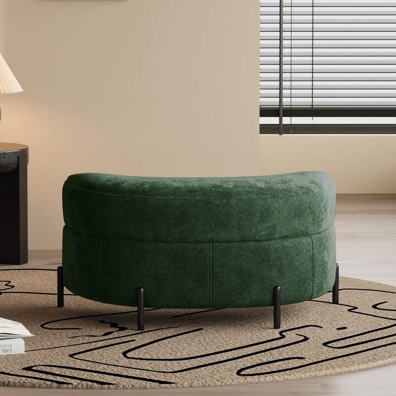 Modern Chenille 360° Swivel Accent Barrel Chair and Storage Ottoman