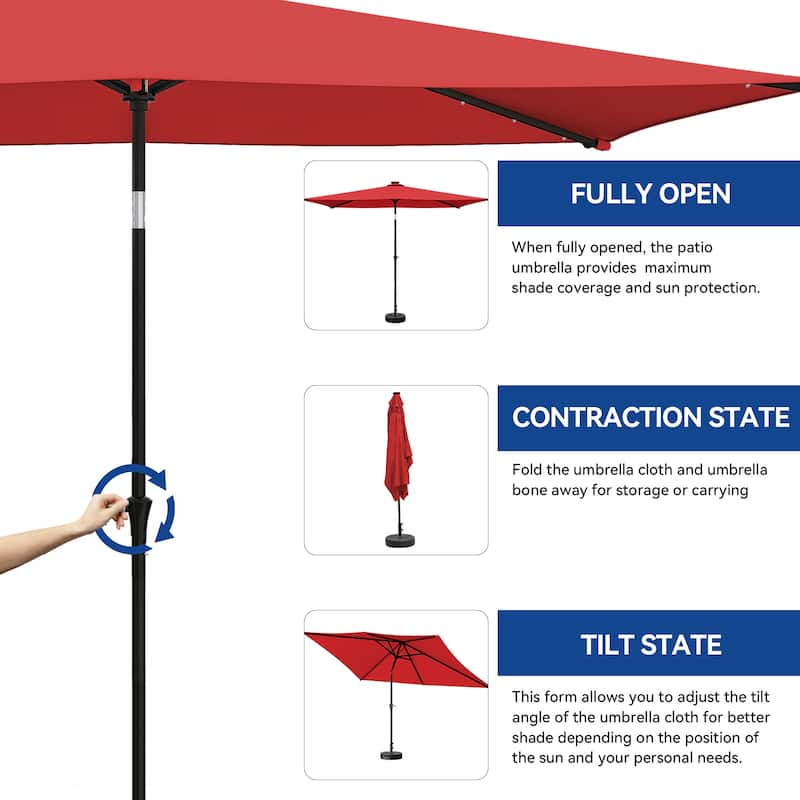 120'' x 78'' Rectangular Market Umbrella With 26 LED Lights