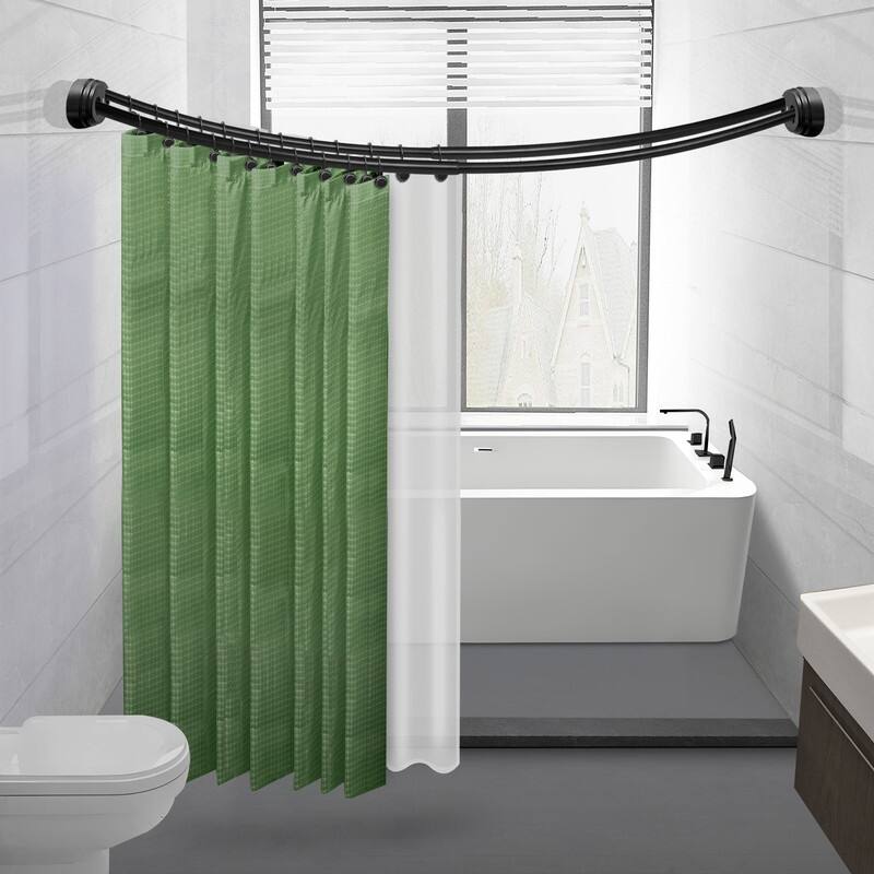 Utopia Alley Rustproof Wall Mounted Aluminum Double Curved Shower Curtain Rod, Screw Mount Rod, Adjustable Rod from 45" to 72"