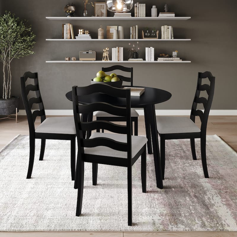 CraftPorch Sophistique 4-Piece Chair and Round Table Wooden Dining Set