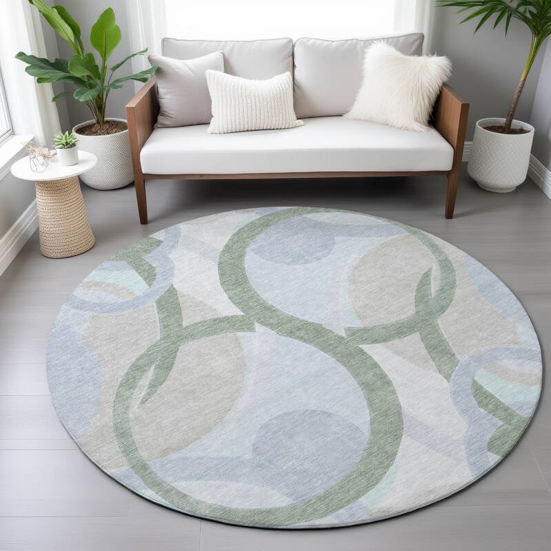 Machine Washable Indoor/Outdoor Contemporary Deco Chantille Rug