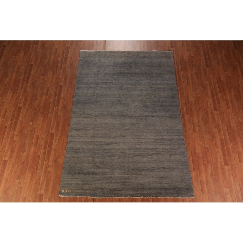 Gray & Beige Gabbeh Modern Area Rug Handmade Wool Carpet - 6'4" x 9'7"