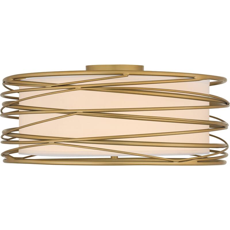 Spiral 3-Light Light Gold Semi-Flush Mount Light