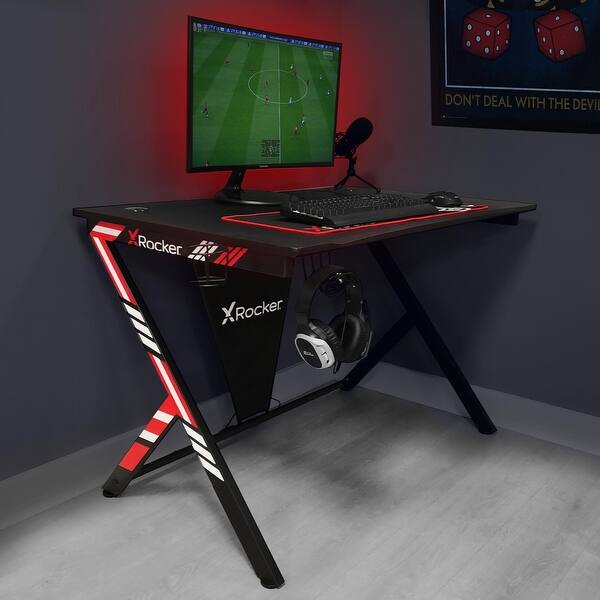 Desk Red X Rocker Arteon Gaming Desk Lumio Compact 110cm LED