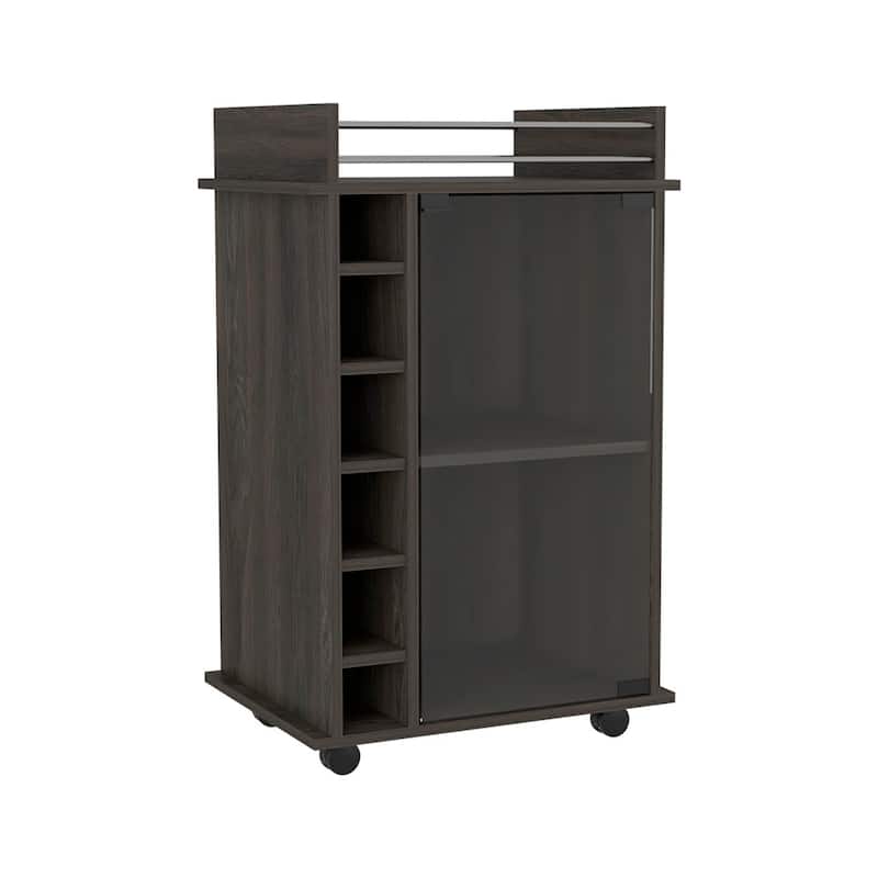 Bar Cart Baltimore With Six Wine Cubbies And Glass Door
