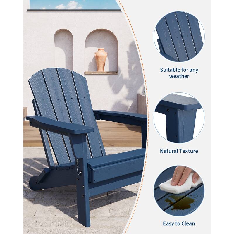 Folding Adirondack Chair, Outdoor Wooden Lounge Chair, Modern Lounger Adirondack Chair Ergonomic Extended Backrest