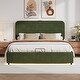 preview thumbnail 18 of 35, Upholstered Queen Hydraulic Storage Bed with RGB LED Light - Elegant Green Velvet Design
