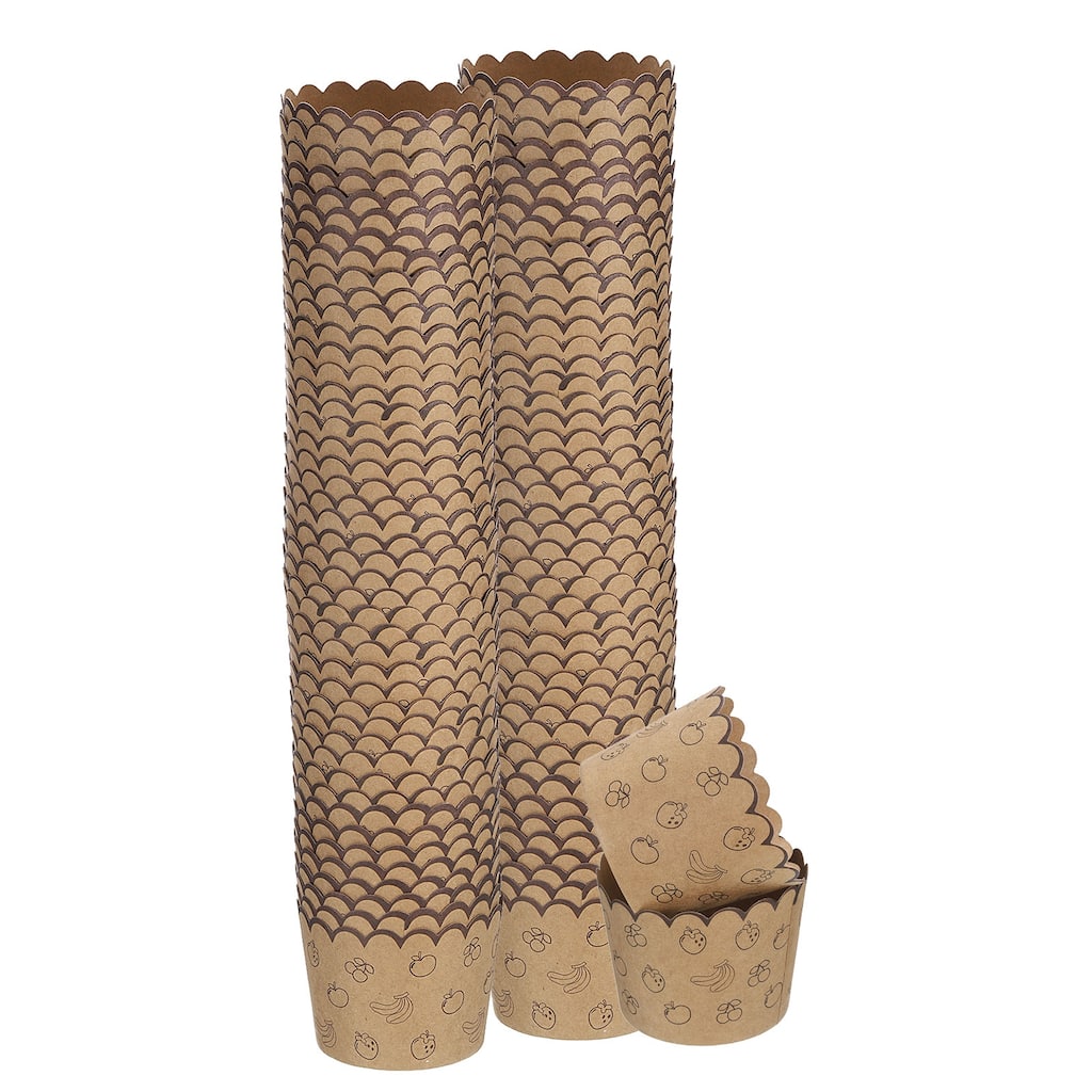 100Pcs Paper Baking Cups Brown Kraft Paper Muffins Liner Cupcake Fruit