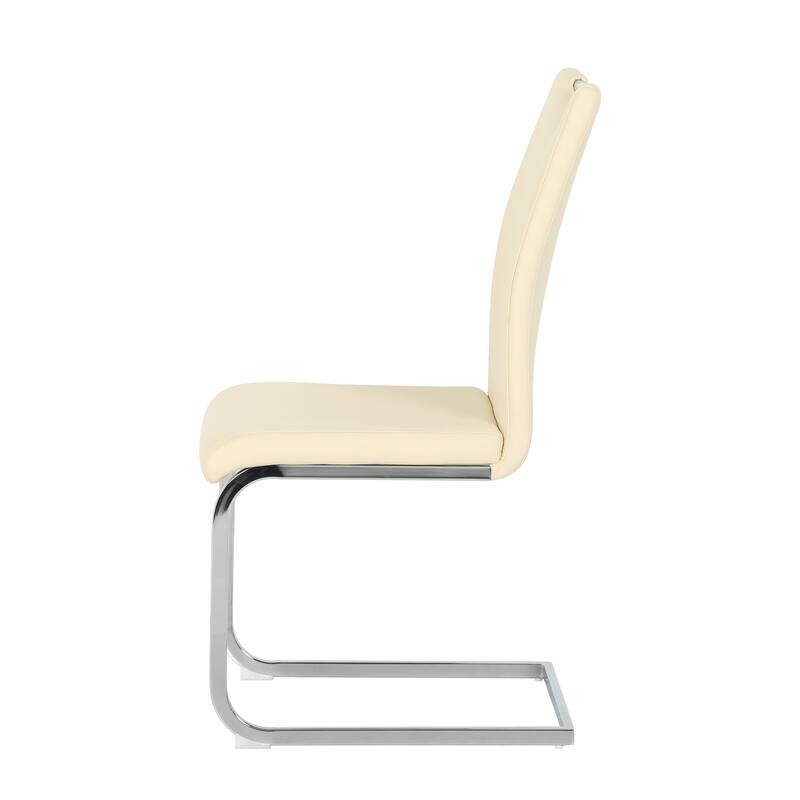 Modern PU Dining Chair Living Room Chair Upholstered Chair, Electroplated Metal Chair Leg Design, Kitchen (Set Of 2)