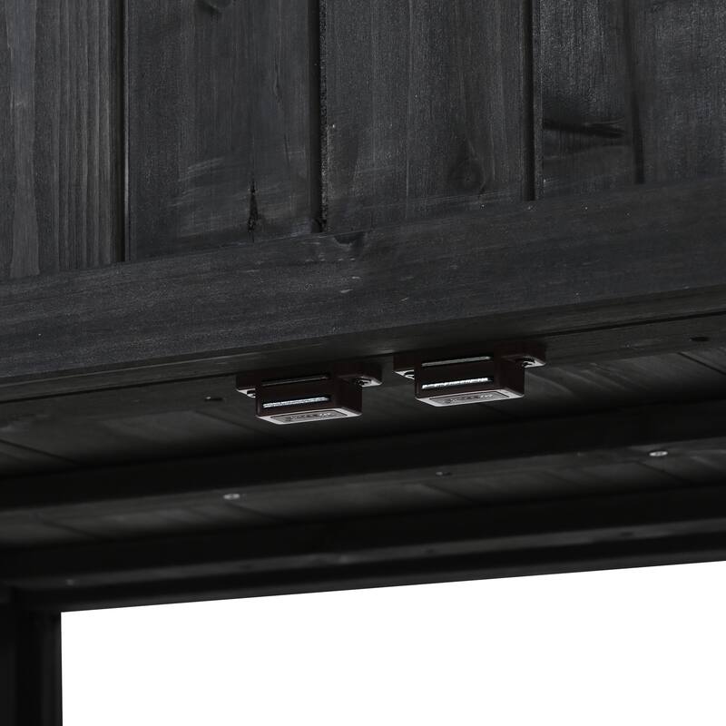 39" Wooden Rustic Potting Bench Table, Storage Cabinet Garden Shed with 2-Tier Shelves and Side Hook