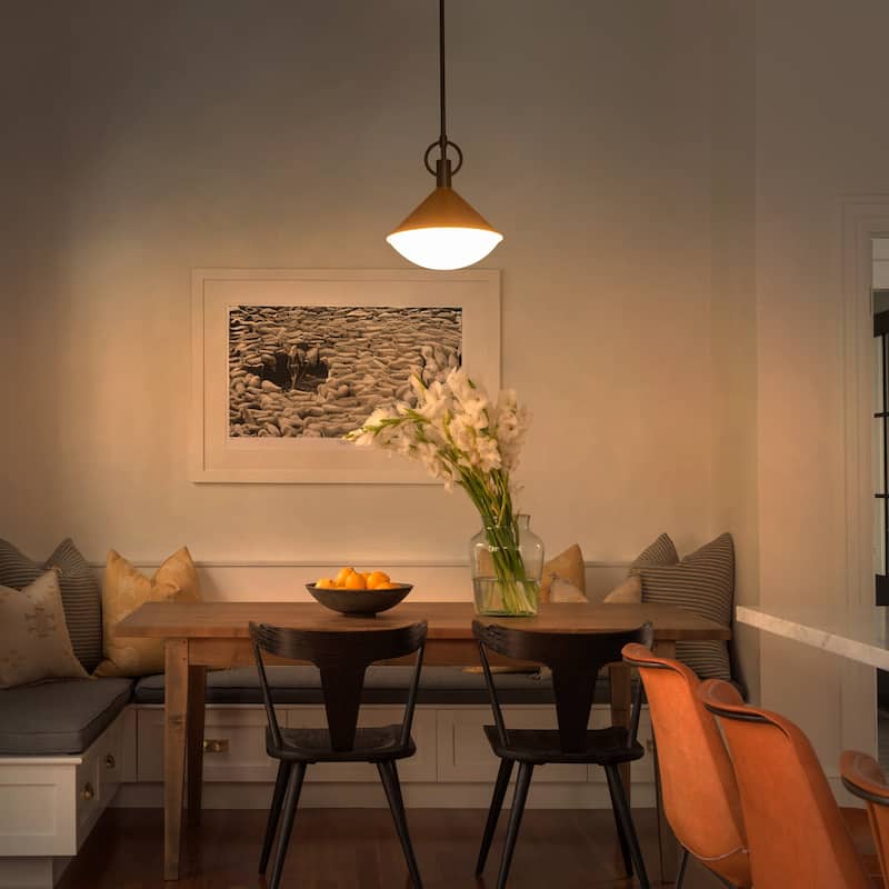 Single Light Cone Metal Pendant with Frosted White Glass Shade