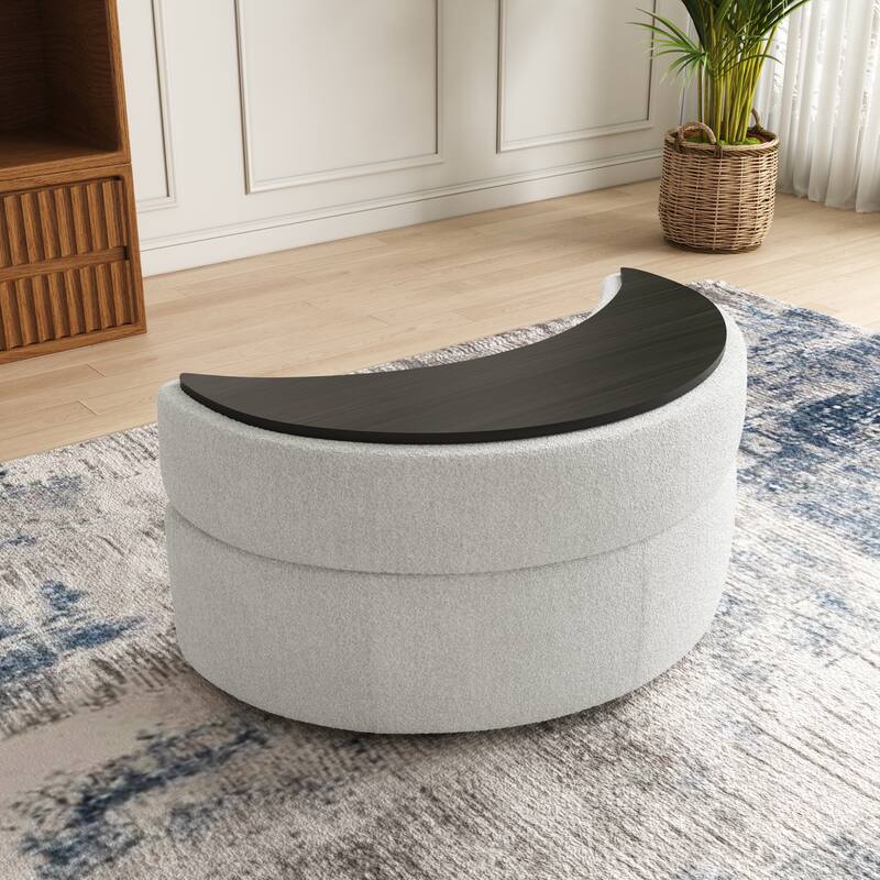 Moon Crescent Storage Upholstered Ottoman