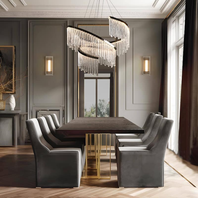 Modern LED 1-Light Luxury Water Curtain Glass Chandelier for Dining Living Room - 31.5" Dia. x 45.5" H