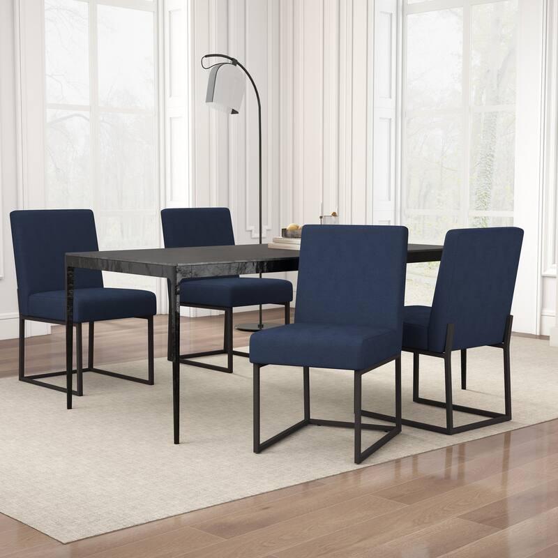 Mid Century Modern Dining Chair with Black Metal Legs